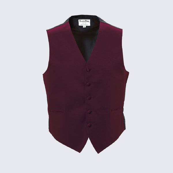 Burgundy tuxedo vest hot sale and tie