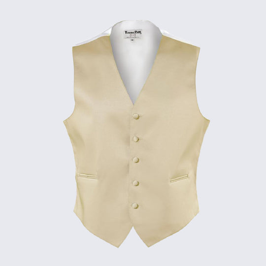 Mens Champagne Satin Tuxedo Vest