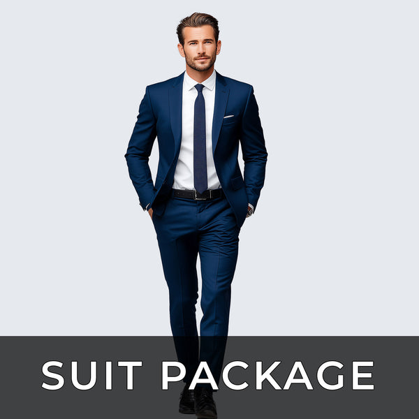 Navy Blue Suit Package – Slim or Classic Fit (Suit, Shirt & Tie), Classic Fit / 54L Coat