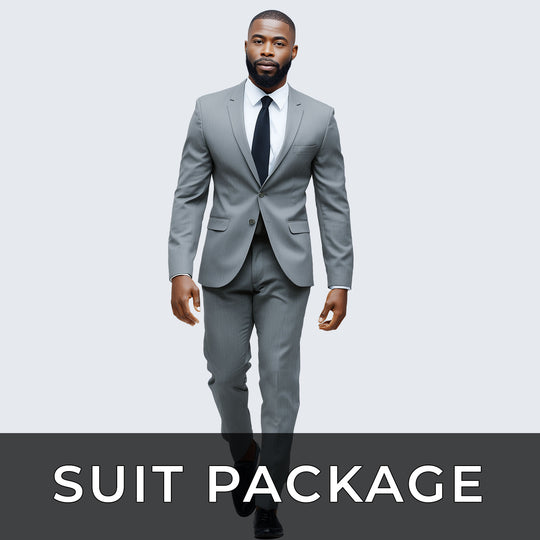 Grey Suit Package – Slim or Classic Fit (Suit, Shirt & Tie)