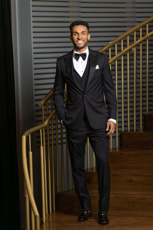 Black Peak Lapel Performance Tuxedo by Michael Kors