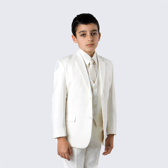 Boys Ivory-Off White Suit 5-Piece Set for Kids Teen Children - Wedding