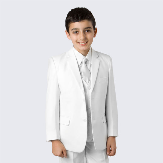 Boys White Suit 5-Piece Set for Kids Teen Children - Wedding