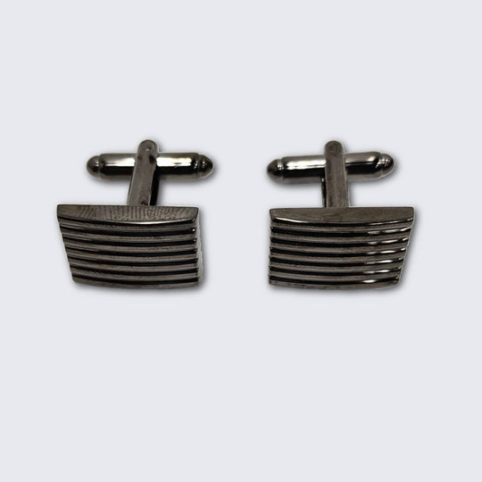 Black Stripe Gun Metal Rhodium Cuff Links