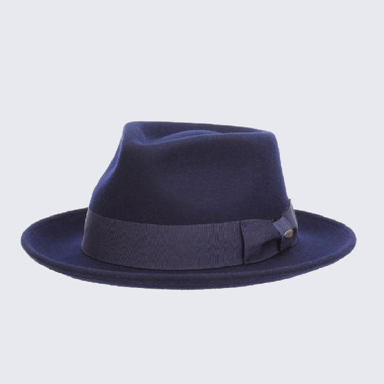 Navy Wool Felt Fedora