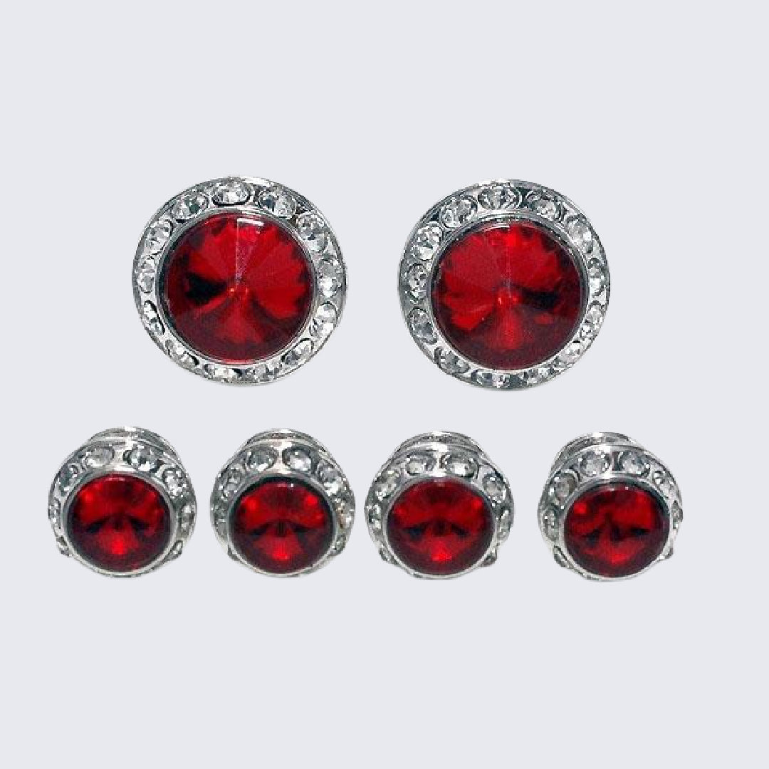 新しいコレクション Ruby Red Cufflinks and Tuxedo Studs Crystal Center Silver アクセサリー