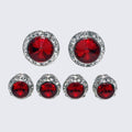 Ruby Red Cufflinks and Tuxedo Studs Crystal Center Silver Finish