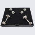 Rhodium Love Knots Two Sided Formal Studs and Cufflinks