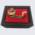 Crown Gold Chain Cubic Zirconia Lapel Pin