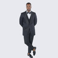 Black Paisley Skinny Fit Three Piece Suit Set