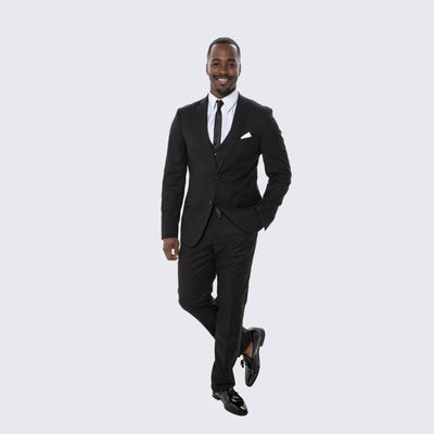 Black Skinny Fit 3-Piece Suit with Notch Lapel Separates – Wedding & Prom