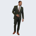 Olive Green Slim Fit Suit with Peak Lapel