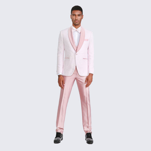 Pink Shawl Tuxedo with Fancy Pattern Four Piece Set - Wedding - Prom