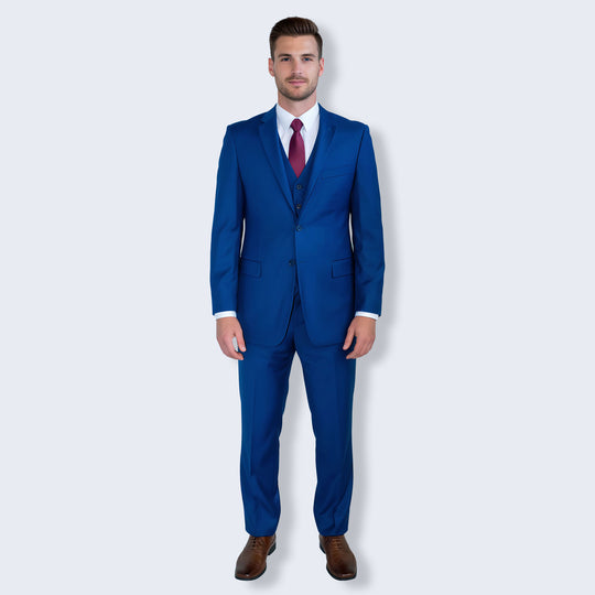 Indigo Blue 3-Piece Modern Fit Suit with Notch Lapel – Wedding & Prom