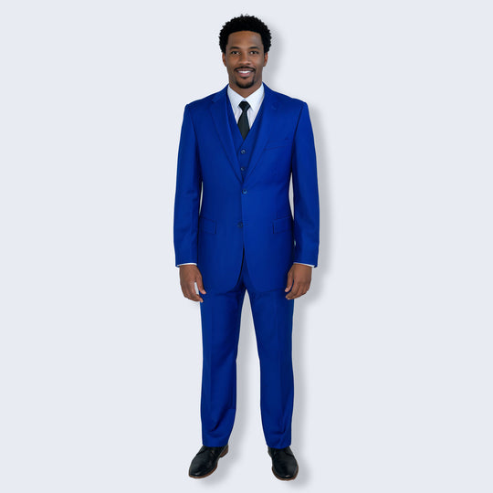 Royal Blue 3-Piece Modern Fit Suit with Notch Lapel – Wedding & Prom
