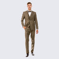 Tan Tweed Suit Three Piece Set - Wedding - Prom