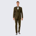 Olive Tweed Suit Three Piece Set - Wedding - Prom