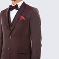 Burgundy Tweed Suit Three Piece Set