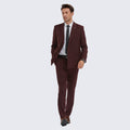 Burgundy Pin Stripe Blazer Slim Fit Two Piece Suit
