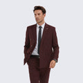 Burgundy Pin Stripe Blazer Slim Fit Two Piece Suit