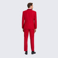 Red Textured Tuxedo with Satin Trim Four Piece Set