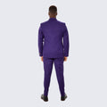 Purple Skinny Fit Suit Three Piece Set with Double Breasted Vest