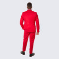 Red Skinny Fit Suit Three Piece Set with Double Breasted Vest - Wedding - Prom