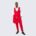 Red Skinny Fit Suit Three Piece Set with Double Breasted Vest - Wedding - Prom