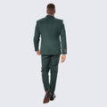 Green Skinny Fit Suit Three Piece Set with Double Breasted Vest - Wedding - Prom