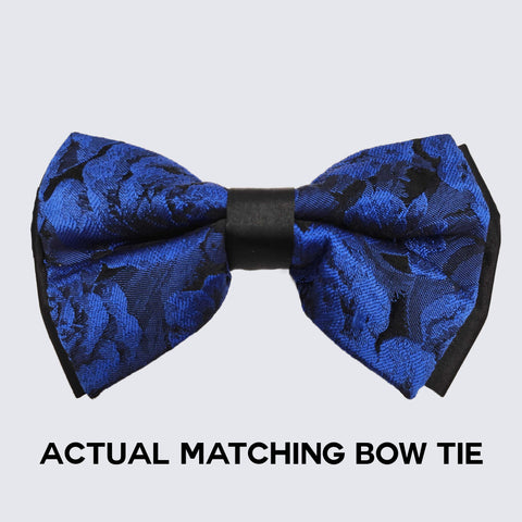 blue and black floral tie for prom or wedding 