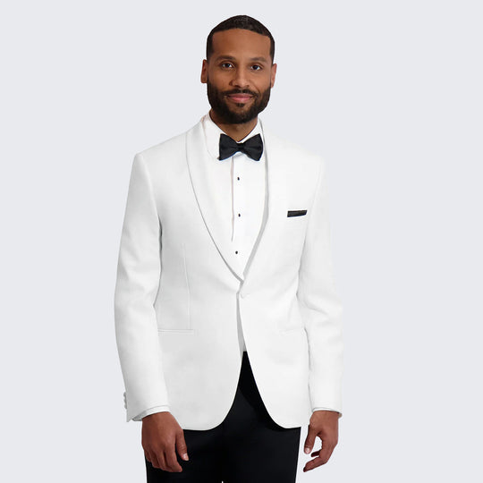 White Dinner Tuxedo Jacket with Shawl Lapel – Wedding & Prom