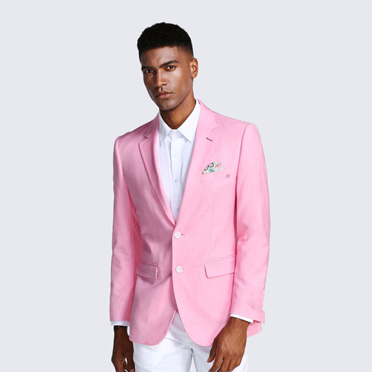 Pink Casual Blazer Two Button Notch Lapel - Wedding - Prom