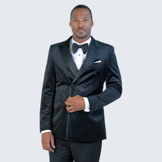 Black Velvet Double Breasted Tuxedo Jacket – Wedding & Prom