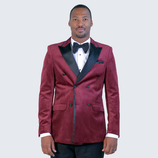 Burgundy Velvet Double Breasted Tuxedo Jacket – Wedding & Prom