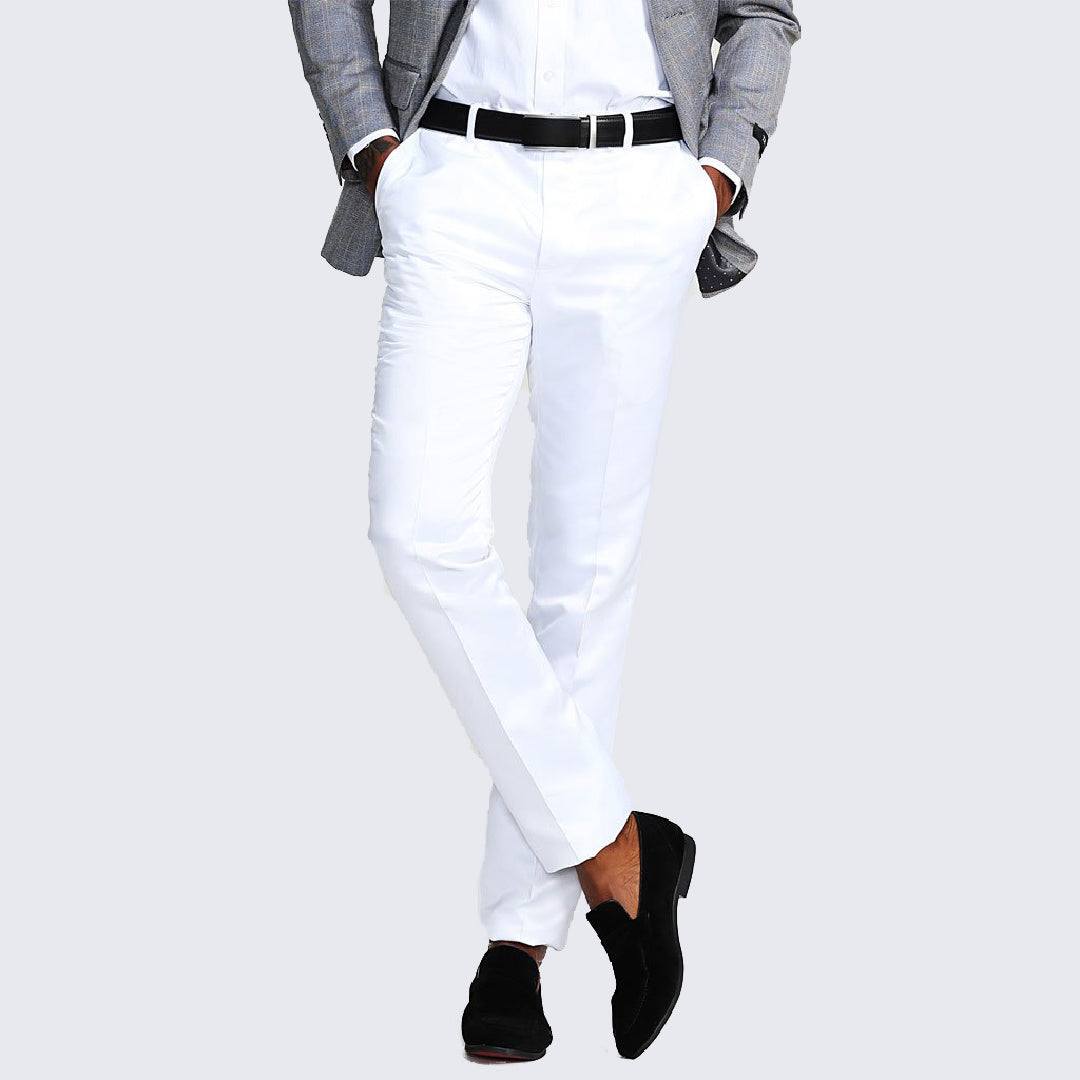 White dress pants mens slim fit fashion