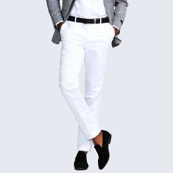 Men Suit Pants Wide Leg Trousers Black White High Waist Straight Pants |  eBay