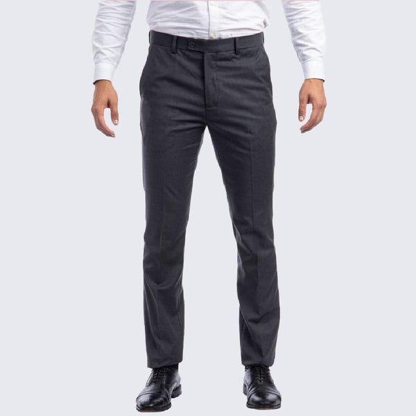 charcoal grey dress pants Mens Slim Fit Heather Gray Wool Pants, 40 Flat front Men's Blujacket Charcoal Grey 100%