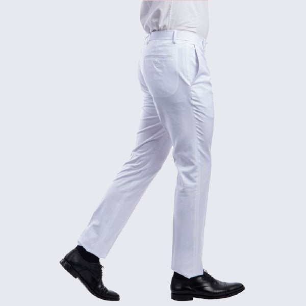 green emerald velvet dress White Slim Fit Dress Pants Flat Front Pre-hemmed main image 1