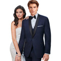 Navy Midnight Blue Tuxedo with Black Lapel Slim Fit One Button - Wedding - Prom