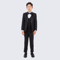 Boys Slim Fit Tuxedo Black 5-Piece Set by Perry Ellis for Kids Teen Children - Wedding