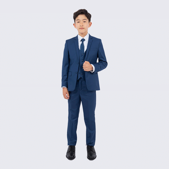 Boys Indigo 5-Piece Slim Fit Suit Set – Wedding & Ring Bearer