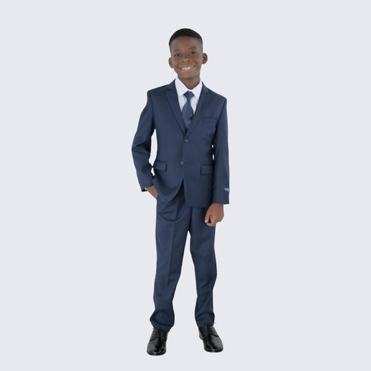 Boys Navy Blue 5-Piece Suit Set – Wedding & Ring Bearer