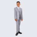 Boys Light Gray Suit 5-Piece Set by Perry Ellis for Kids Teen Children - Wedding
