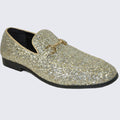Mens Gold Glitter Loafers - Shoes