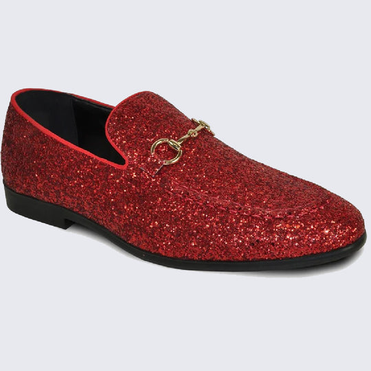 Mens Red Glitter Loafers - Shoes