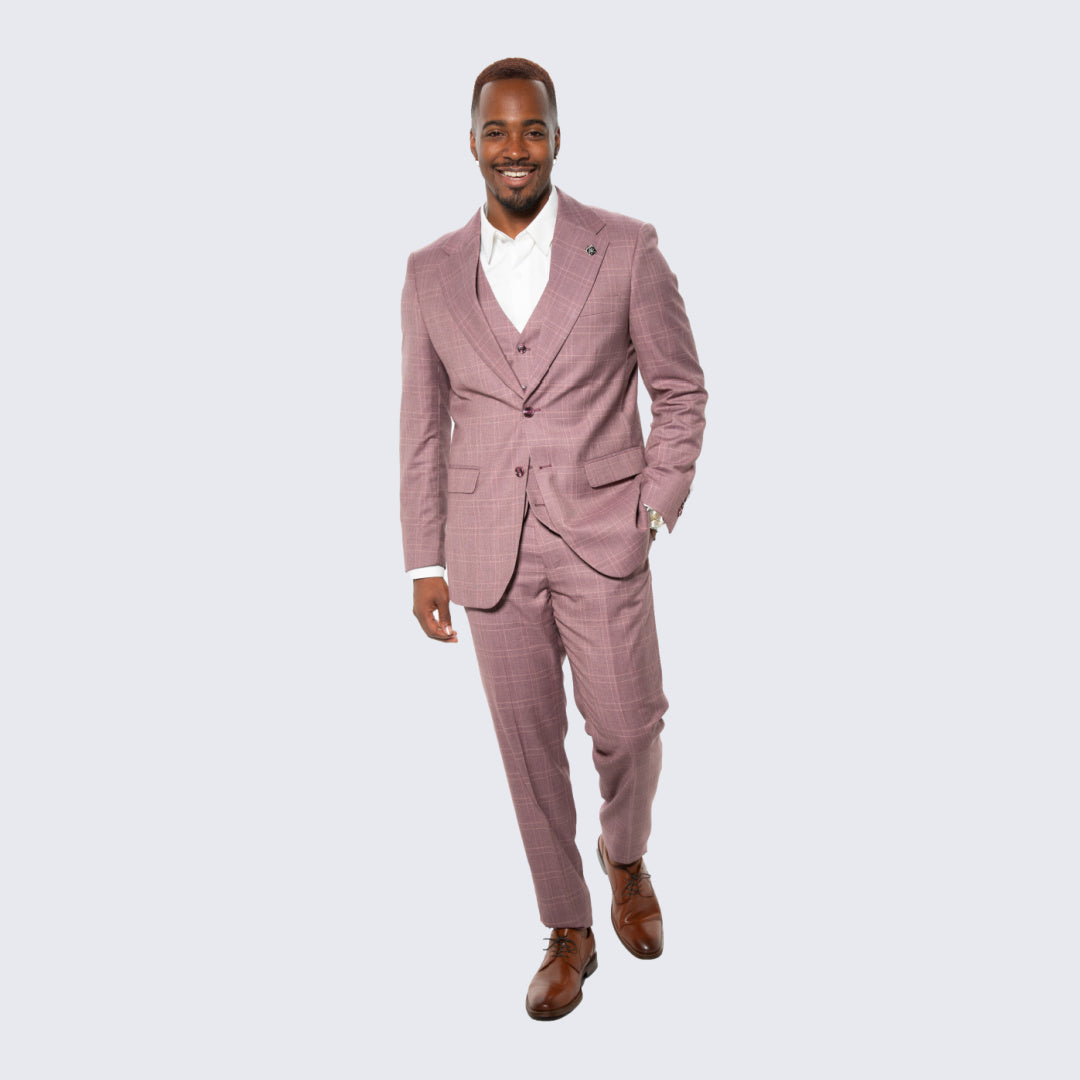 Brown Glen Check Three Piece Suit By Stacy Adams - Wedding - Prom main image 0