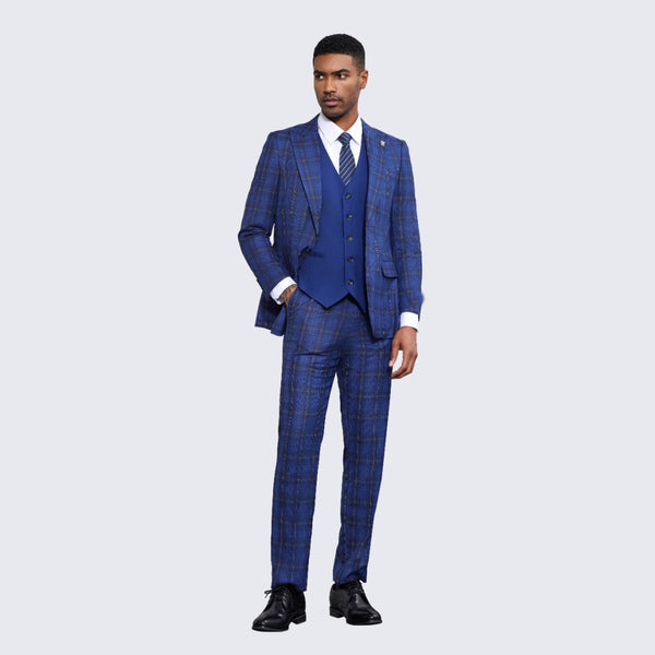 Buy Yanlu Mens Royal Blue 2-Piece Suit Slim Fit One Button Groom Tuxedo  with Black Pants Online at desertcartCongo