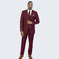 Burgundy Modern Slim Fit Suit Three Piece Set by Stacy Adams