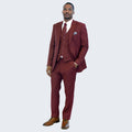 Men's Burgundy Suit Three Piece Set by Stacy Adams - Wedding - Prom