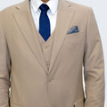 Medium Tan Modern Slim Fit Suit Three Piece Set by Stacy Adams